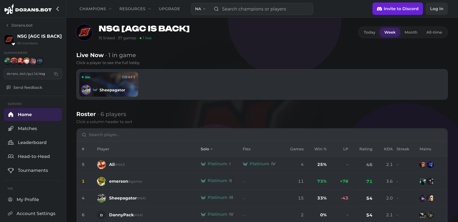 A server page in the Dorans theme